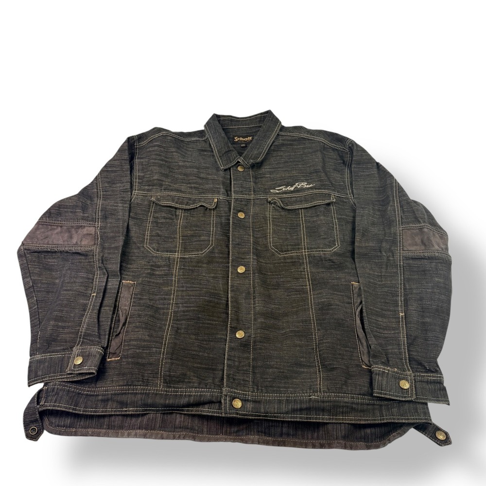 Schott Bros 1913‎ Mens 3XL Denim Jean Jacket Dark Wash Embroidered Logo